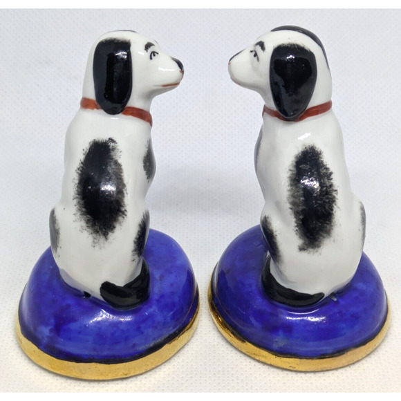 RARE Sitzendorf Germany Spaniel Dog Figurines Pair Staffordshire Style VTG 2.5" - Picture 5 of 10